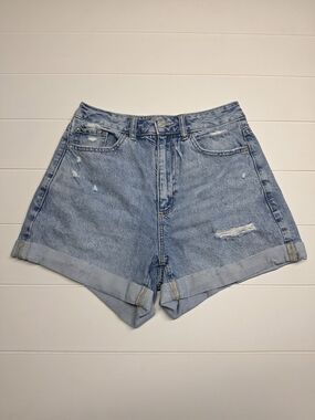 Garage Denim Mom Jean Light Blue Rolled Hem Shorts Size 3/26